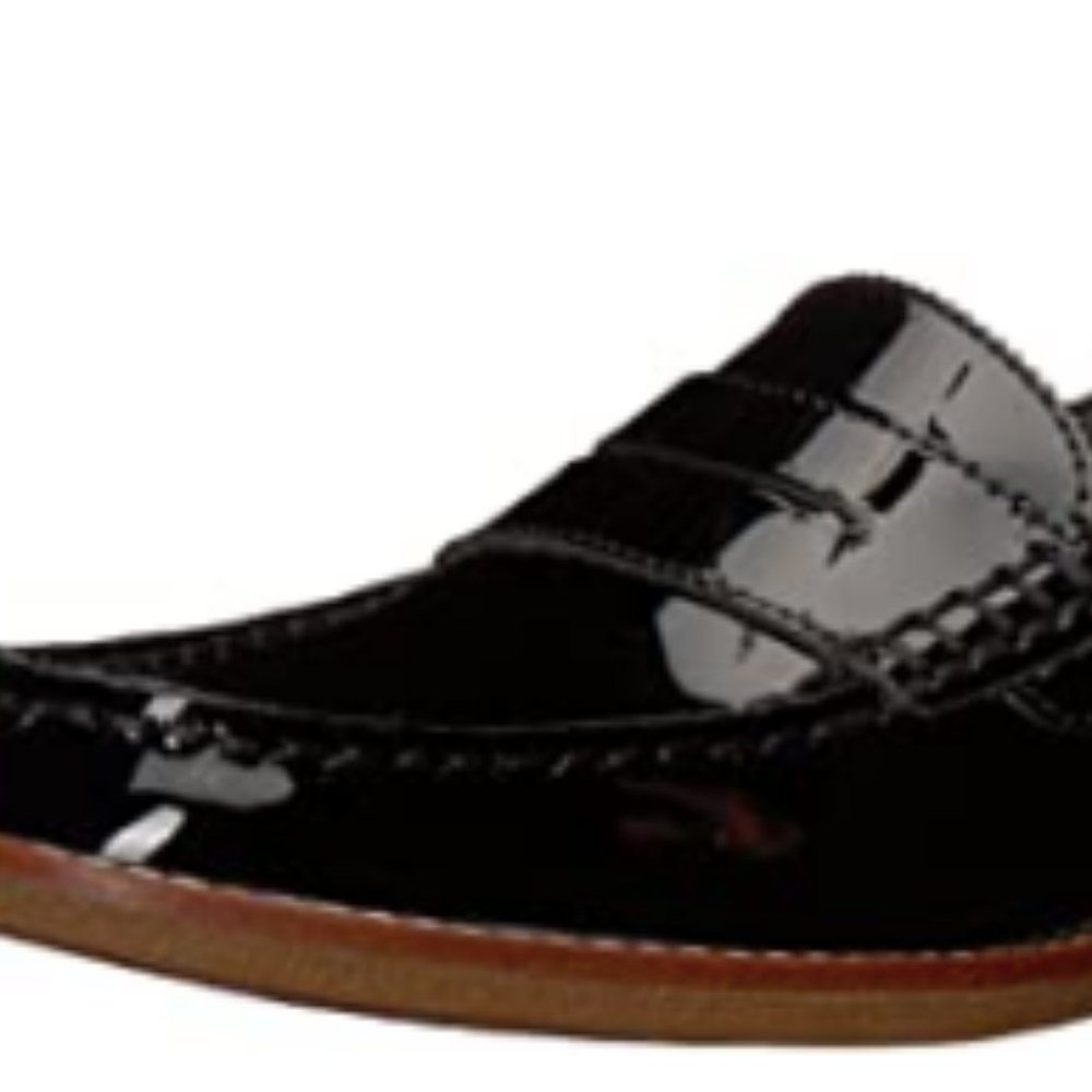 Sperry Women's Seaport Penny Loafer, Black Patent Leather, Size 8.5